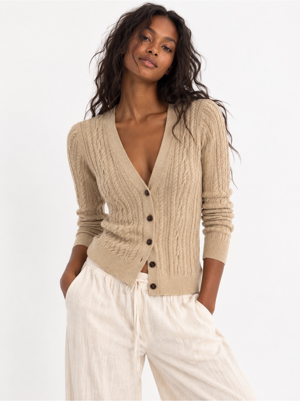 Lands End Wool Blend Cardigan